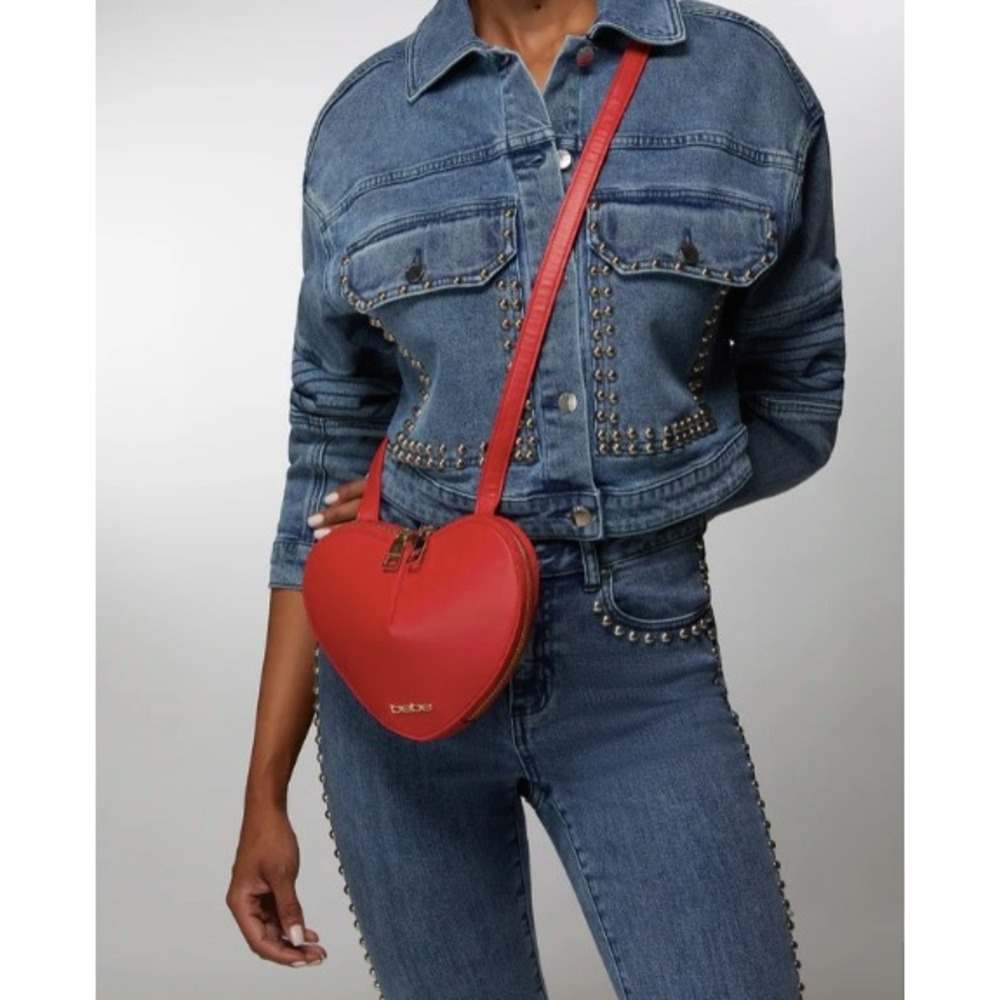 Bebe Malou Heart Crossbody Bag Red Gold Date Night Valentines Love New With Tags